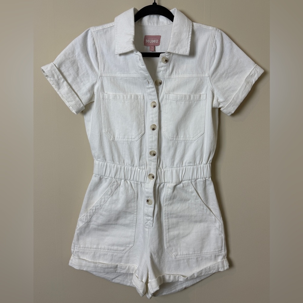 Show Me Your MuMu White Button-Up Romper